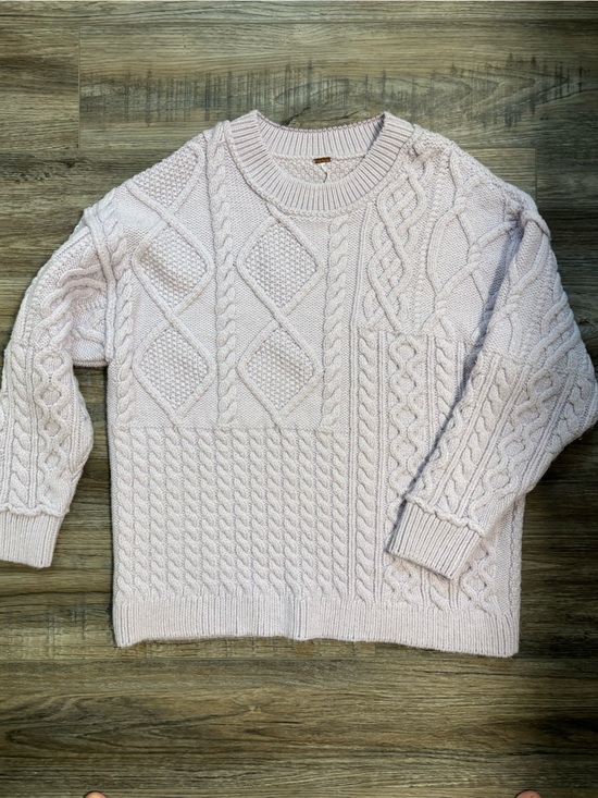 Free People Sweaters - Free People Cable Knit oversized lilac Crewneck Sweater